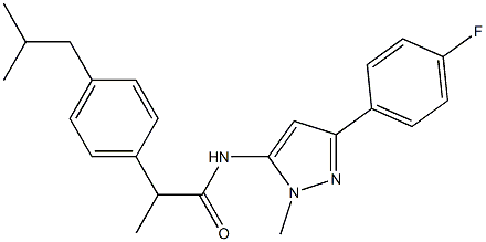 N-[5-(4-fluorophenyl)-2-methylpyrazol-3-yl]-2-[4-(2-methylpropyl)phenyl]propanamide Struktur