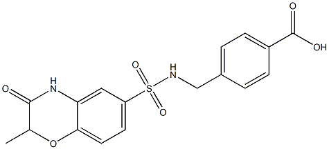 4-[[(2-methyl-3-oxo-4H-1,4-benzoxazin-6-yl)sulfonylamino]methyl]benzoic acid Struktur