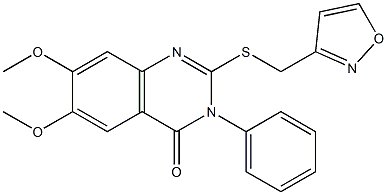 6,7-dimethoxy-2-(1,2-oxazol-3-ylmethylsulfanyl)-3-phenylquinazolin-4-one Struktur