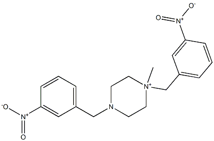 1-methyl-1,4-bis[(3-nitrophenyl)methyl]piperazin-1-ium Struktur