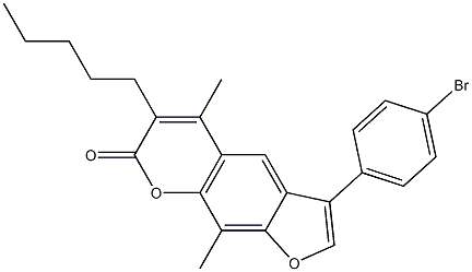 3-(4-bromophenyl)-5,9-dimethyl-6-pentylfuro[3,2-g]chromen-7-one Struktur