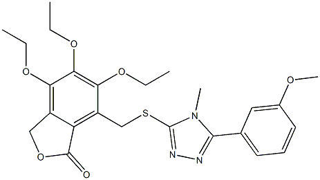 4,5,6-triethoxy-7-[[5-(3-methoxyphenyl)-4-methyl-1,2,4-triazol-3-yl]sulfanylmethyl]-3H-2-benzofuran-1-one Struktur