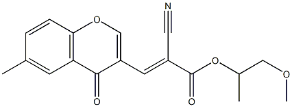 1-methoxypropan-2-yl (E)-2-cyano-3-(6-methyl-4-oxochromen-3-yl)prop-2-enoate Struktur