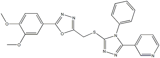 2-(3,4-dimethoxyphenyl)-5-[(4-phenyl-5-pyridin-3-yl-1,2,4-triazol-3-yl)sulfanylmethyl]-1,3,4-oxadiazole Struktur