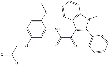 methyl 2-[4-methoxy-3-[[2-(1-methyl-2-phenylindol-3-yl)-2-oxoacetyl]amino]phenoxy]acetate Struktur