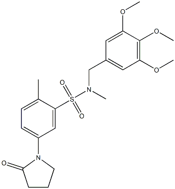 N,2-dimethyl-5-(2-oxopyrrolidin-1-yl)-N-[(3,4,5-trimethoxyphenyl)methyl]benzenesulfonamide Struktur