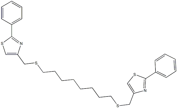 2-phenyl-4-[8-[(2-phenyl-1,3-thiazol-4-yl)methylsulfanyl]octylsulfanylmethyl]-1,3-thiazole Struktur