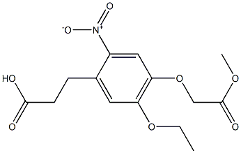 3-[5-ethoxy-4-(2-methoxy-2-oxoethoxy)-2-nitrophenyl]propanoic acid Struktur