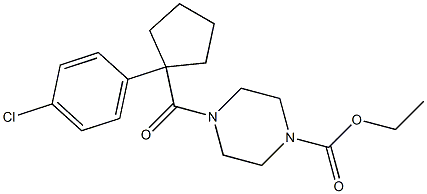 ethyl 4-[1-(4-chlorophenyl)cyclopentanecarbonyl]piperazine-1-carboxylate Struktur