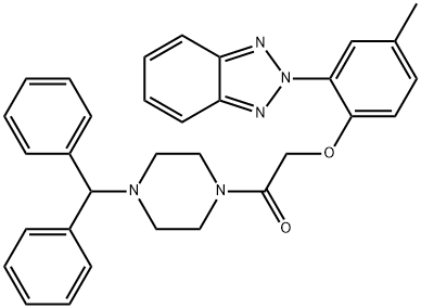 1-(4-benzhydrylpiperazin-1-yl)-2-[2-(benzotriazol-2-yl)-4-methylphenoxy]ethanone Struktur