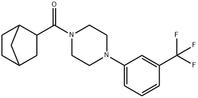 3-bicyclo[2.2.1]heptanyl-[4-[3-(trifluoromethyl)phenyl]piperazin-1-yl]methanone Struktur