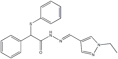 N-[(E)-(1-ethylpyrazol-4-yl)methylideneamino]-2-phenyl-2-phenylsulfanylacetamide Structure