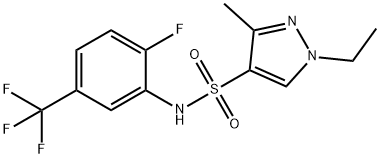 1-ethyl-N-[2-fluoro-5-(trifluoromethyl)phenyl]-3-methylpyrazole-4-sulfonamide Struktur