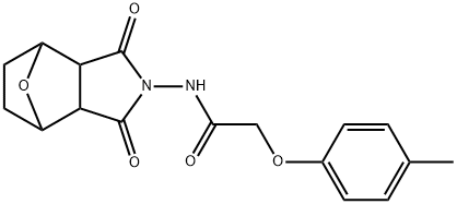 N-(1,3-dioxo-3a,4,5,6,7,7a-hexahydro-octahydro-1H-4,7-epoxyisoindol-2-yl)-2-(4-methylphenoxy)acetamide Struktur