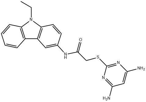 2-(4,6-diaminopyrimidin-2-yl)sulfanyl-N-(9-ethylcarbazol-3-yl)acetamide Struktur