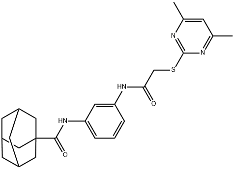 N-[3-[[2-(4,6-dimethylpyrimidin-2-yl)sulfanylacetyl]amino]phenyl]adamantane-1-carboxamide Struktur