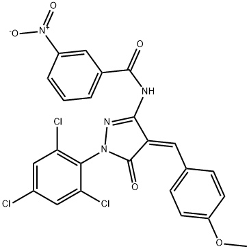 N-[(4Z)-4-[(4-methoxyphenyl)methylidene]-5-oxo-1-(2,4,6-trichlorophenyl)pyrazol-3-yl]-3-nitrobenzamide Struktur