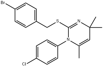 2-[(4-bromophenyl)methylsulfanyl]-1-(4-chlorophenyl)-4,4,6-trimethylpyrimidine Struktur