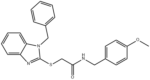 2-(1-benzylbenzimidazol-2-yl)sulfanyl-N-[(4-methoxyphenyl)methyl]acetamide Struktur