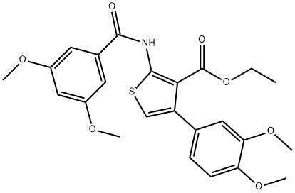 ethyl 2-[(3,5-dimethoxybenzoyl)amino]-4-(3,4-dimethoxyphenyl)thiophene-3-carboxylate Struktur