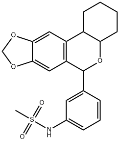 N-[3-(2,3,4,4a,6,11b-hexahydro-1H-[1,3]benzodioxolo[5,6-c]chromen-6-yl)phenyl]methanesulfonamide Struktur