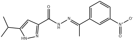 N-[(E)-1-(3-nitrophenyl)ethylideneamino]-5-propan-2-yl-1H-pyrazole-3-carboxamide Struktur