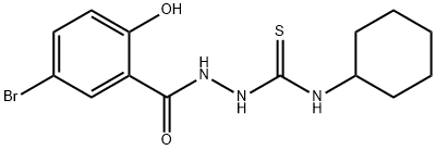 1-[(5-bromo-2-hydroxybenzoyl)amino]-3-cyclohexylthiourea Struktur