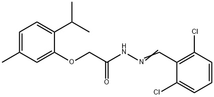 N-[(E)-(2,6-dichlorophenyl)methylideneamino]-2-(5-methyl-2-propan-2-ylphenoxy)acetamide Struktur