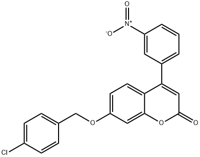 7-[(4-chlorophenyl)methoxy]-4-(3-nitrophenyl)chromen-2-one Struktur