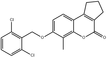 7-[(2,6-dichlorophenyl)methoxy]-6-methyl-2,3-dihydro-1H-cyclopenta[c]chromen-4-one Struktur