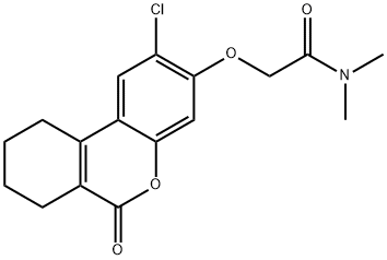 2-[(2-chloro-6-oxo-7,8,9,10-tetrahydrobenzo[c]chromen-3-yl)oxy]-N,N-dimethylacetamide Struktur