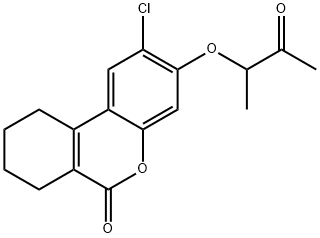 2-chloro-3-(3-oxobutan-2-yloxy)-7,8,9,10-tetrahydrobenzo[c]chromen-6-one Struktur