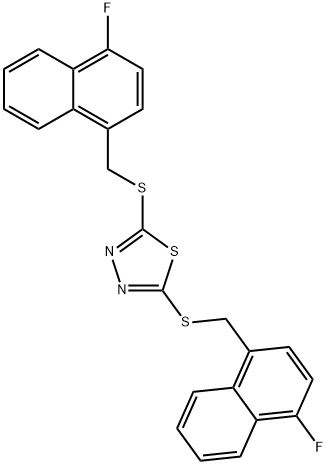 2,5-bis[(4-fluoronaphthalen-1-yl)methylsulfanyl]-1,3,4-thiadiazole Struktur