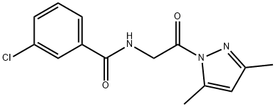 3-chloro-N-[2-(3,5-dimethylpyrazol-1-yl)-2-oxoethyl]benzamide Struktur