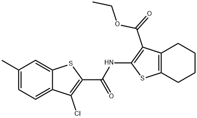 ethyl 2-[(3-chloro-6-methyl-1-benzothiophene-2-carbonyl)amino]-4,5,6,7-tetrahydro-1-benzothiophene-3-carboxylate Struktur