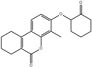 4-methyl-3-(2-oxocyclohexyl)oxy-7,8,9,10-tetrahydrobenzo[c]chromen-6-one Struktur