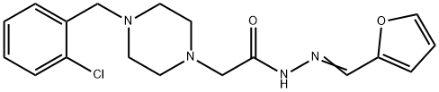 2-[4-[(2-chlorophenyl)methyl]piperazin-1-yl]-N-[(E)-furan-2-ylmethylideneamino]acetamide Struktur