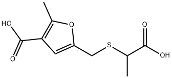 5-(1-carboxyethylsulfanylmethyl)-2-methylfuran-3-carboxylic acid Struktur