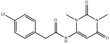 2-(4-chlorophenyl)-N-(1,3-dimethyl-2,6-dioxopyrimidin-4-yl)acetamide Struktur