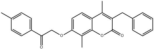 3-benzyl-4,8-dimethyl-7-[2-(4-methylphenyl)-2-oxoethoxy]chromen-2-one Struktur