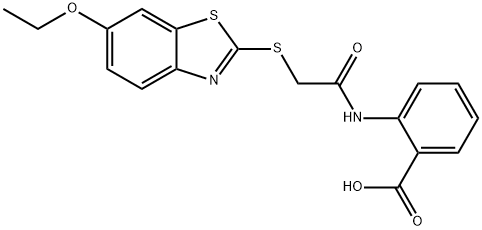 2-[[2-[(6-ethoxy-1,3-benzothiazol-2-yl)sulfanyl]acetyl]amino]benzoic acid Struktur