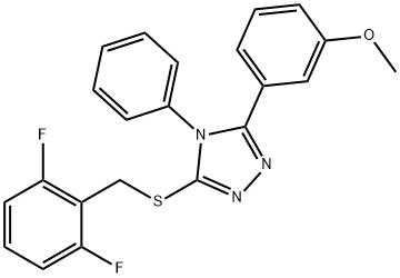 3-[(2,6-difluorophenyl)methylsulfanyl]-5-(3-methoxyphenyl)-4-phenyl-1,2,4-triazole Struktur