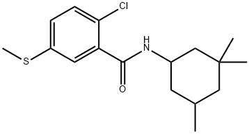 2-chloro-5-methylsulfanyl-N-(3,3,5-trimethylcyclohexyl)benzamide Struktur