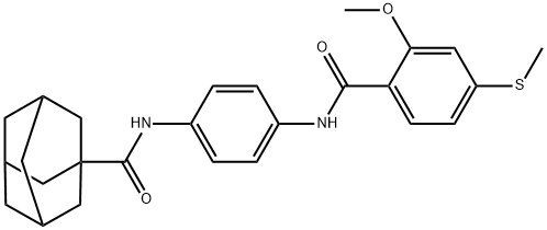 N-[4-[(2-methoxy-4-methylsulfanylbenzoyl)amino]phenyl]adamantane-1-carboxamide Struktur