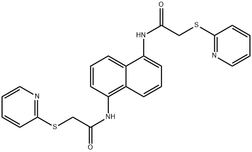 2-pyridin-2-ylsulfanyl-N-[5-[(2-pyridin-2-ylsulfanylacetyl)amino]naphthalen-1-yl]acetamide Struktur