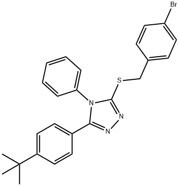 3-[(4-bromophenyl)methylsulfanyl]-5-(4-tert-butylphenyl)-4-phenyl-1,2,4-triazole Struktur