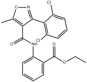 ethyl 2-[[3-(2,6-dichlorophenyl)-5-methyl-1,2-oxazole-4-carbonyl]amino]benzoate Struktur