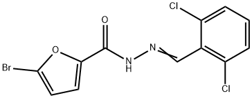 5-bromo-N-[(E)-(2,6-dichlorophenyl)methylideneamino]furan-2-carboxamide Struktur