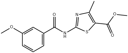 methyl 2-[(3-methoxybenzoyl)amino]-4-methyl-1,3-thiazole-5-carboxylate Struktur