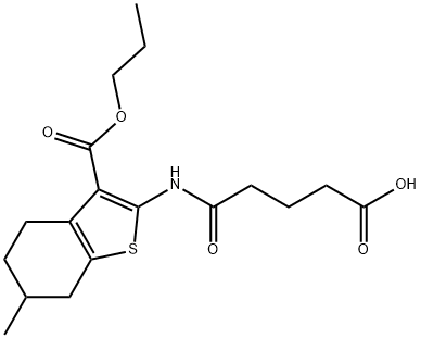 5-[(6-methyl-3-propoxycarbonyl-4,5,6,7-tetrahydro-1-benzothiophen-2-yl)amino]-5-oxopentanoic acid Struktur